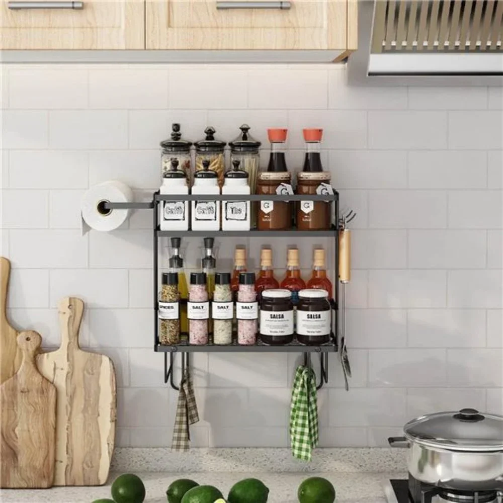2-Tier Bathroom Organizer Shelves, Multifunctional Toilet Rack  (Black)